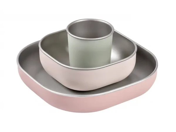 Beaba Jedálenská sada nerez 3-dielna Cotton Candy