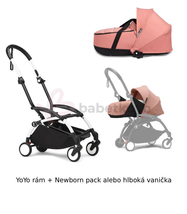 STOKKE® YOYO³ Rám White + Newborn pack alebo vanička 0+ Ginger