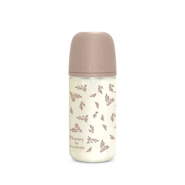 SUAVINEX Fľaša sklo POETRY 240 ml fyziologická SX PRO +3 MF - krémová