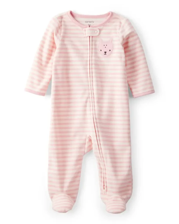 CARTER'S Overal na zip fleece Sleep & Play růžový Deer pocket dívka 6m/vel.68