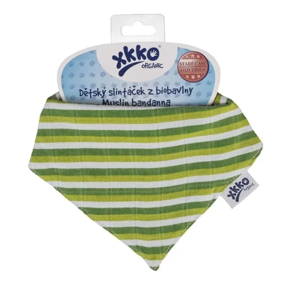 XKKO Organic Šatka Staré časy - Green Stripes