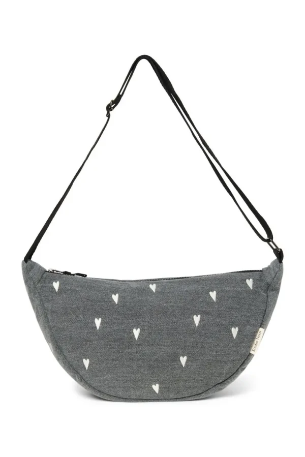 STUDIO NOOS - Denim Adult FANNY kabelka Grey Hearts