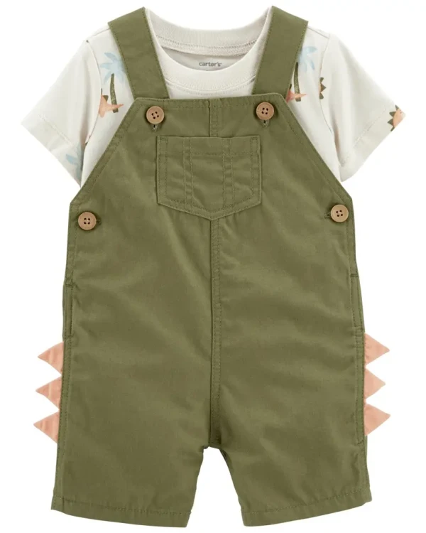 CARTER'S Set 2dielny tričko kr. rukáv, kraťasy na traky Green Dino chlapec 12m