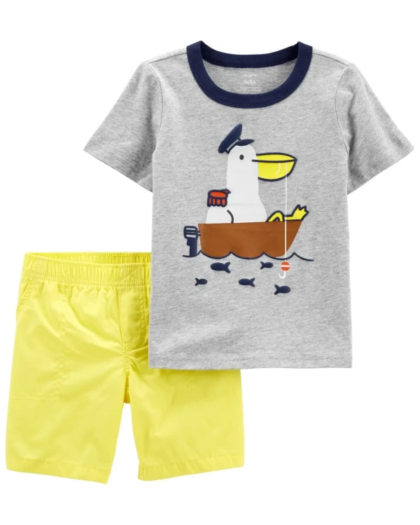 CARTER'S Set 2dielny tričko kr. rukáv, nohavice kr. Pelican chlapec 24 m, veľ. 92