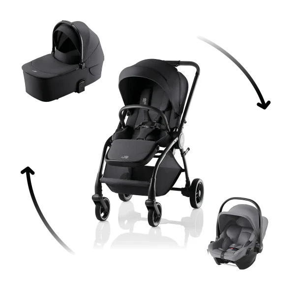 BRITAX Sada Kočík Rio + hlboká korba Style + autosedačka Baby-Safe Core, Carbon Black