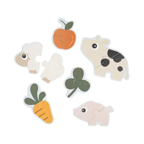 DONE BY DEER Prvé puzzle Tiny farm - mix farieb