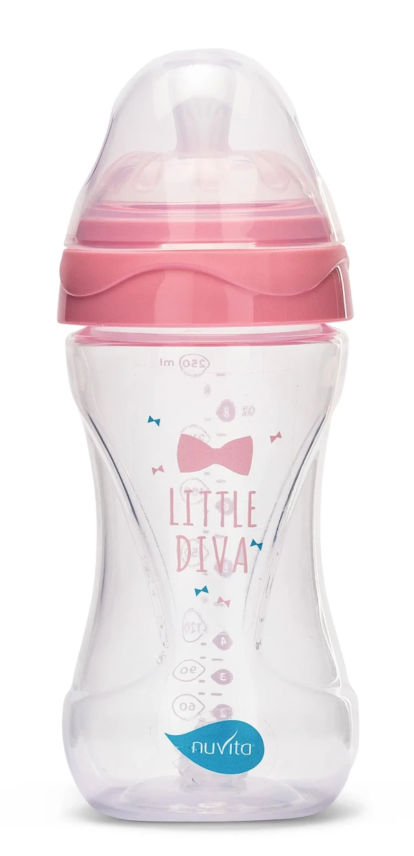 NUVITA Fľaška Mimic 250ml, Transparent pink