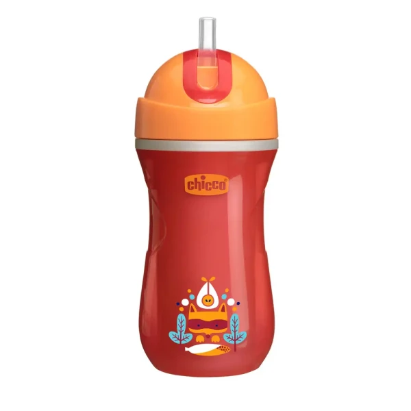 CHICCO Hrnček Športový termo so slamkou 266 ml, červený 14m+