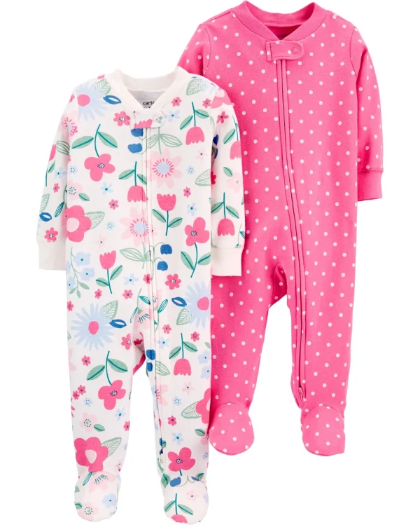 CARTER'S Overal na zips Sleep&Plays Flowers and Dots dievča LBB 2ks PRE, veľ. 46