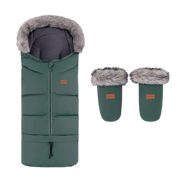 PETITE&MARS Set zimný fusak Arctic 4v1 + rukavice na kočík Fjora Khaki