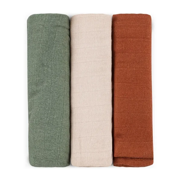 PETITE&MARS Sada plen bambusová mušelínová 3ks Moussy Earth Tones 68 x 68 cm