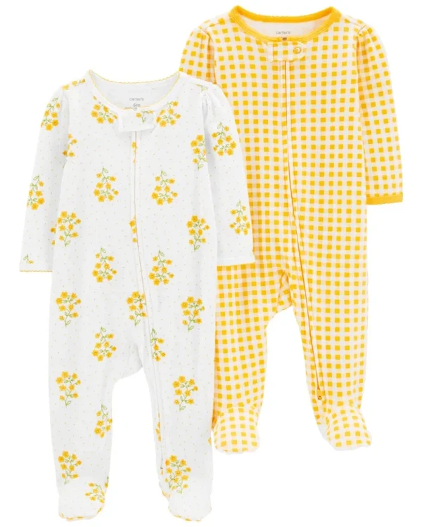 CARTER'S Overal na zips Sleep & Play Yellow Flowers dievča 2ks NB/ veľ. 56