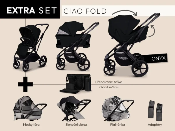 MOON Kombinovaný kočík CIAO FOLD extra set - ONYX