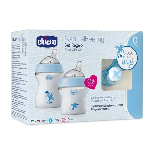CHICCO Set darčekový Natural Feeling + Air cumlík - chlapec