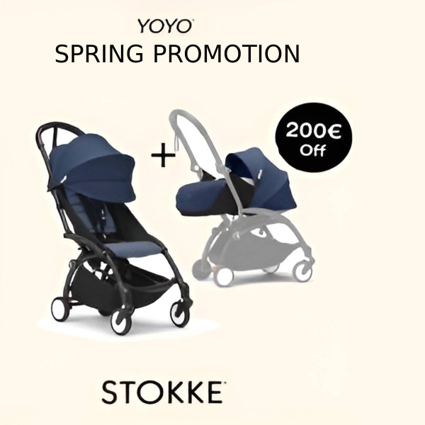 STOKKE® YOYO³ športový kočík 6+ Black/Air France Blue + Newborn Pack ZDARMA