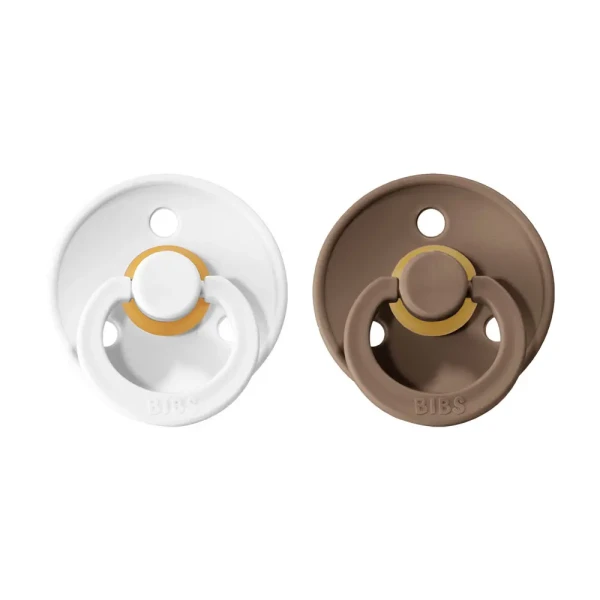 BIBS Colour cumlíky z prírodného kaučuku 2ks - veľkosť 2 | White / Dark Oak
