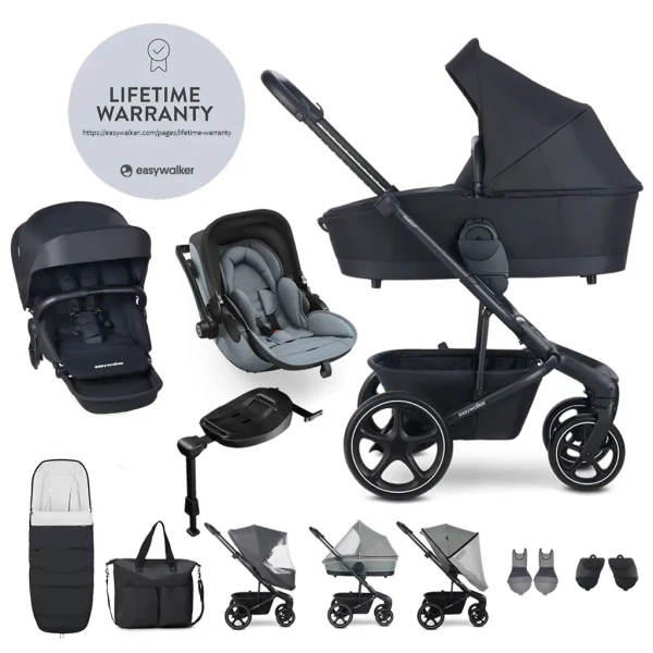 EASYWALKER Set XXL Harvey 5 Midnight Black + KIDDY Evoluna i-size 2 + základňa