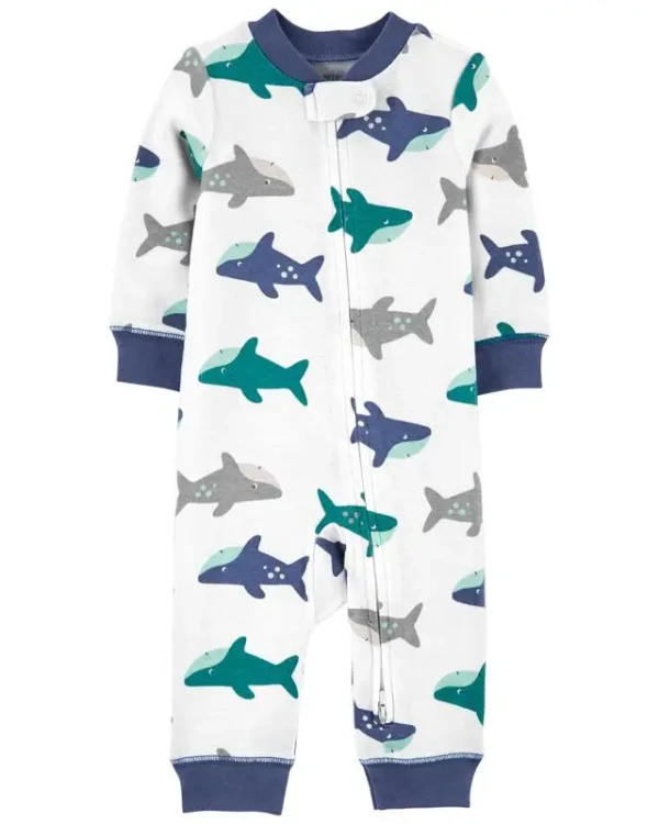 CARTER'S Overal bez nožičiek zips Sleep and Play Shark chlapec NB/ veľ. 56