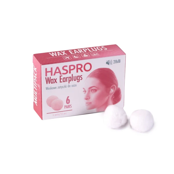 Haspro Formowane - Woskowe ušné zátky, voskové, 6 párov / 12 ks