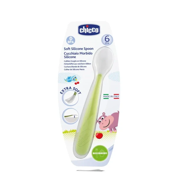 Chicco Lyžička silikón Soft 6m+ - zelená