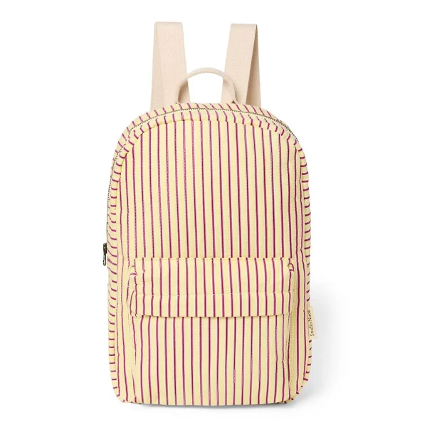 STUDIO NOOS - Poplin Midi BACKPACK - batôžtek - predná kapsa Butter Yellow Stripped