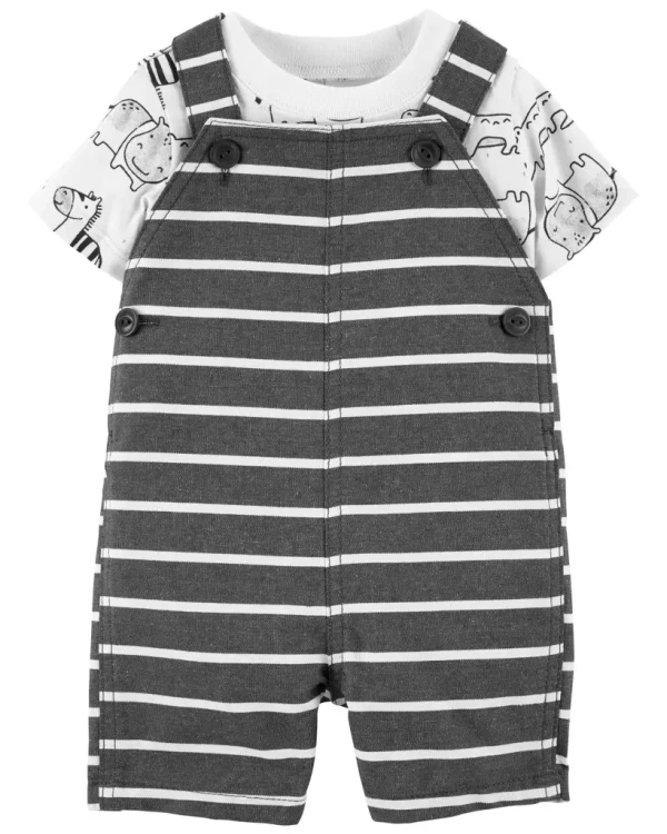 CARTER'S Set 2dielny tričko kr. rukáv, kraťasy na traky Stripe Safari chlapec 6m