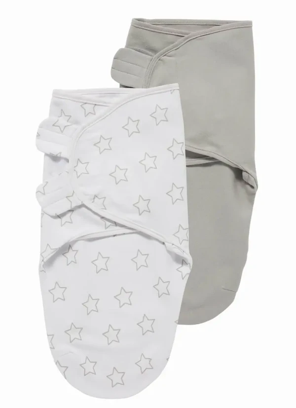 Meyco Zavinovačka 2-balenie 4-6 mesiacov - Stars grey / Light grey