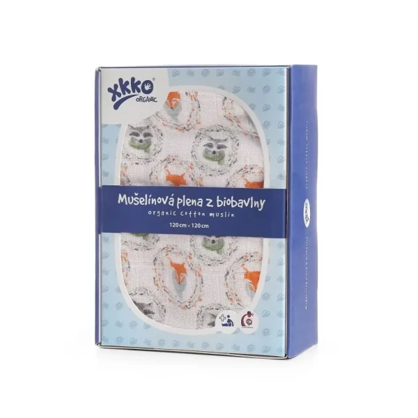 XKKO Organic Biobavlnená plienka 120x120 - Fox&Raccoon