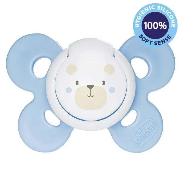 CHICCO Cumlík Physio Comfort silikónový chlapec - macko 1 ks, 0-6 m