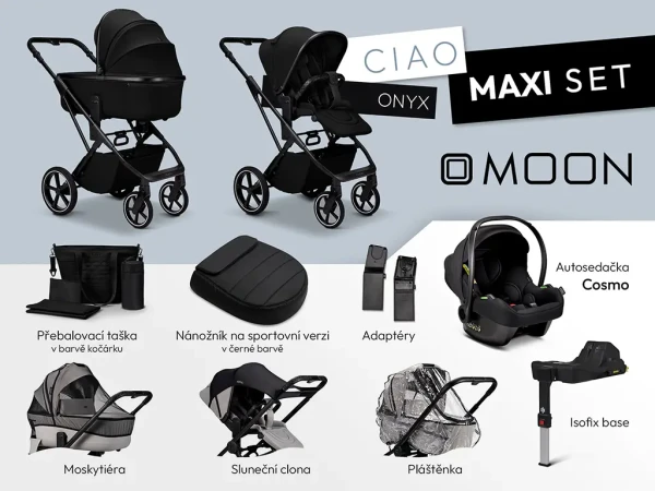 MOON Kombinovaný kočík CIAO MAXI set - Onyx