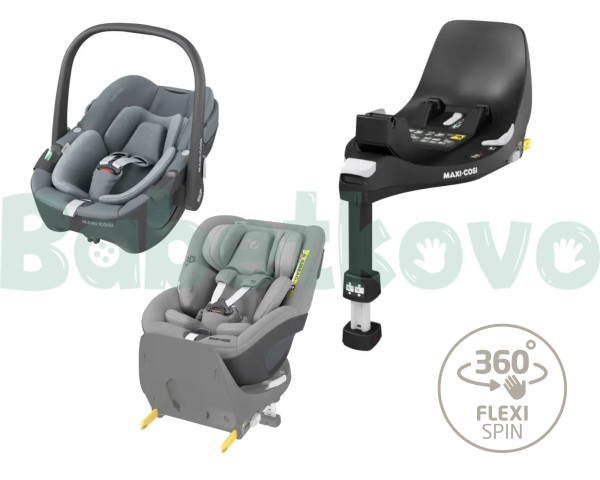 Maxi-Cosi Pebble 360 autosedačka Essential Grey + Maxi-Cosi Pearl 360 autosedačka + Maxi-Cosi FamilyFix 360 základňa