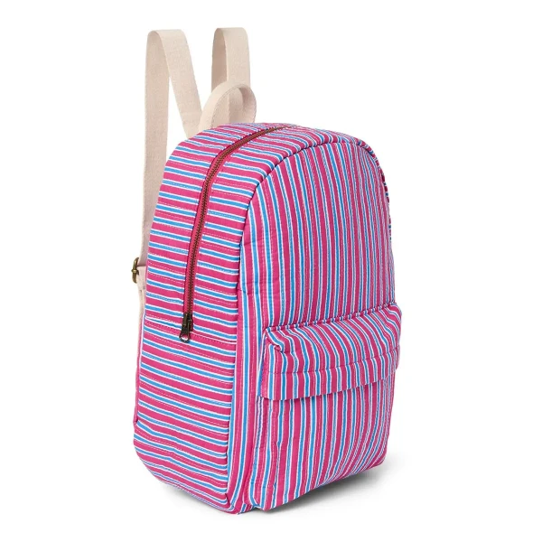 STUDIO NOOS - Poplin Midi BACKPACK - batôžtek - predná kapsa Raspberry Stripped