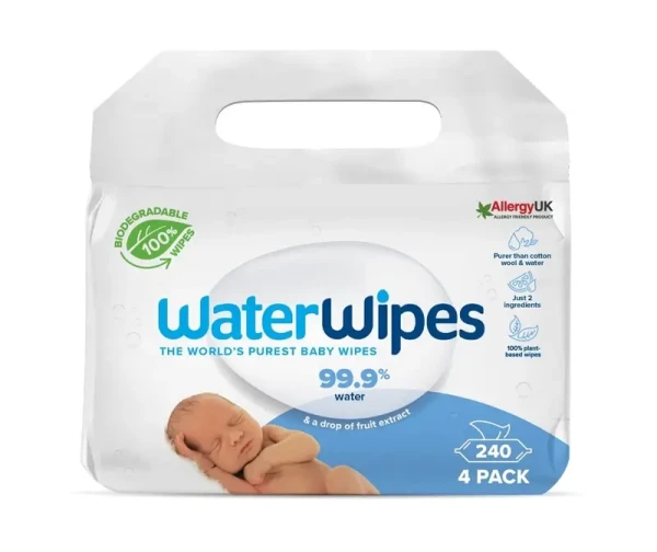 4x WATERWIPES 100% BIO odbúrateľné obrúsky 60ks | WATERWIPES