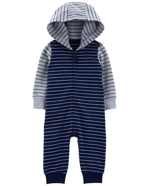 CARTERS Overal bez nožičiek s kapucňou Navy Bear chlapec NB