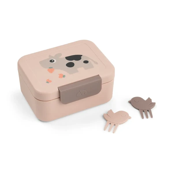 DONE BY DEER Detská malá desiatová krabička Tiny Farm - ružová