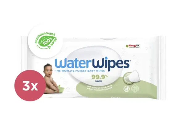 3x WATERWIPES Vlhčené obrúsky bez obsahu plastov Soapberry 60 ks ( 180 ks )