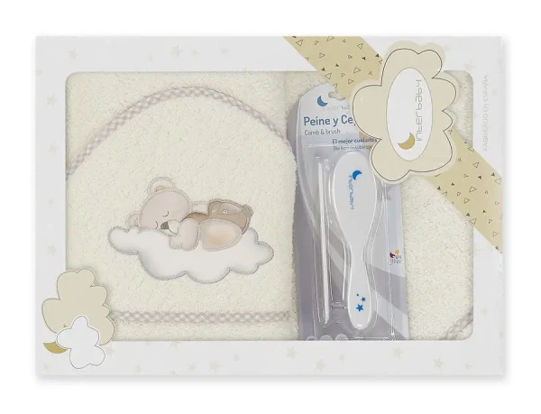 INTERBABY  Osuška MACKO SPINKÁ + kefa - KRÉMOVÁ