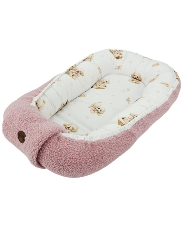 EKO Hniezdo pre bábätko Bouclé 85x50xm Pink Dogs