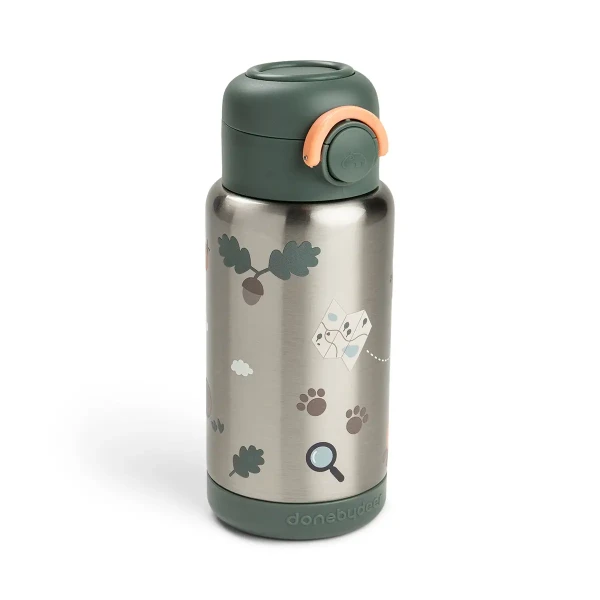 DONE BY DEER Detská termoska so slamkou Tiny Trails - zelená