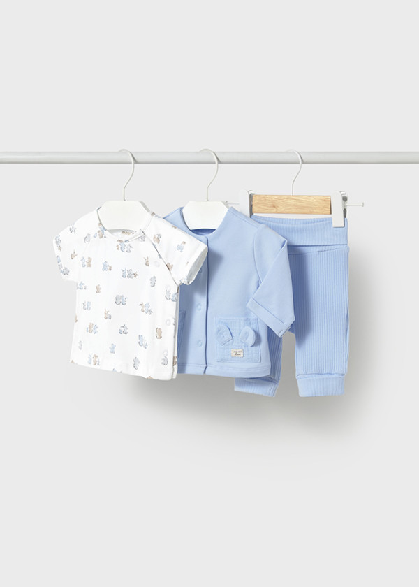 Mayoral Dojčenská tepláková súprava 3-dielna Layette Girl Sky 4-6M