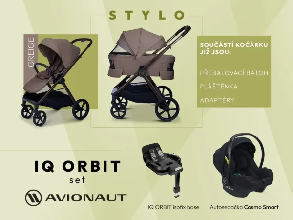 MOON Kombinovaný kočík STYLO MAXI Orbit set - GREIGE