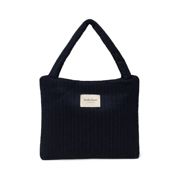 STUDIO NOOS - Flannel Chalkstripe MOM BAG Dark Blue