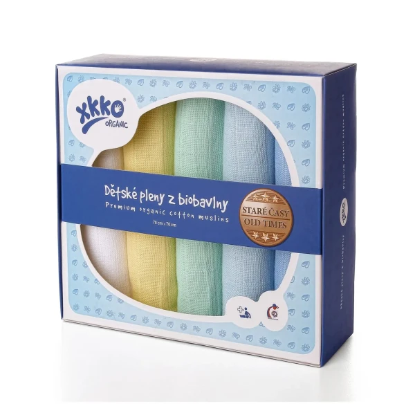 XKKO Organic Plienky z biobavlny 70x70 Staré časy - Pastels for Boys