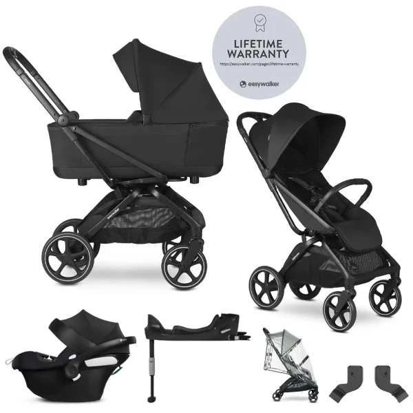 EASYWALKER SET Kočík kombinovaný 4v1 Rockey L Pure Black + CYBEX Aton B2 i-Size + základňa