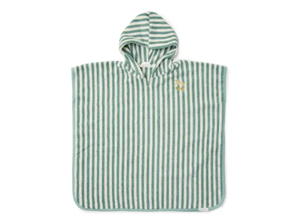 Little Dutch Plážové pončo Seashells / Stripes Surf Blue