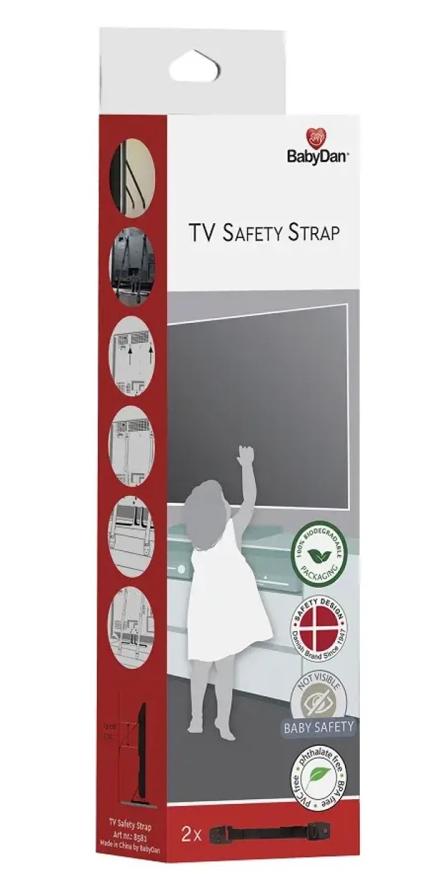 Baby Dan TV pás proti pádu pre ploché televízie Safety Strap 2ks, BIO
