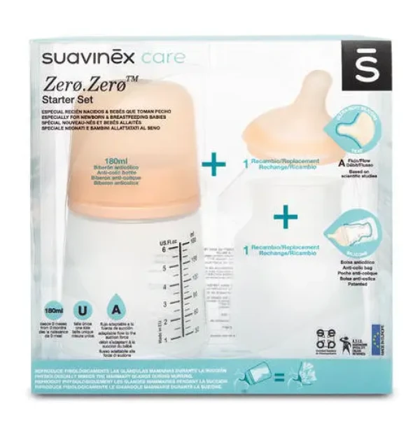 SUAVINEX  ZERO ZERO Anti-koliková fľaša 180ml A - SADA