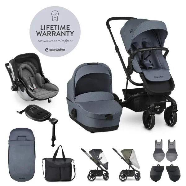 EASYWALKER Set XXL Kočík Harvey3 Steel Blue + KIDDY Evoluna i-size 2 Grey Melange Icy Grey