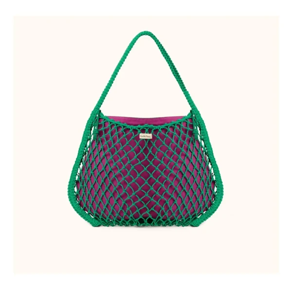 STUDIO NOOS - MACRAME MOM BAG | síťka Green síťka &amp; vnitřní taška Purple Green
