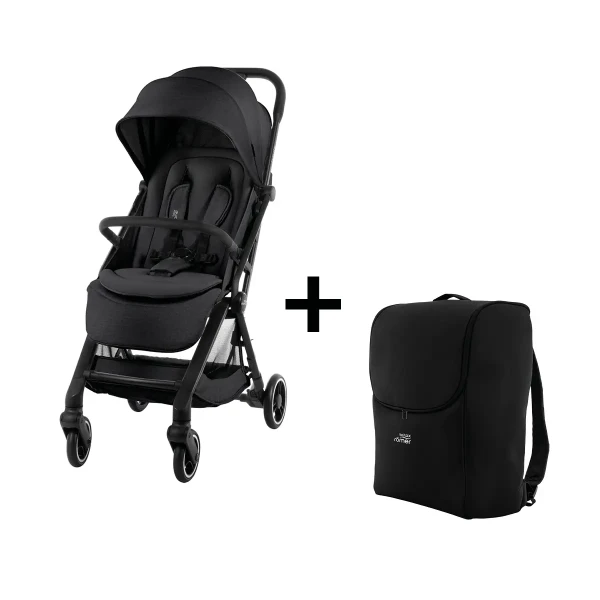 BRITAX Set Kočík FLYLITE + cestovná taška zadarmo, Carbon Black